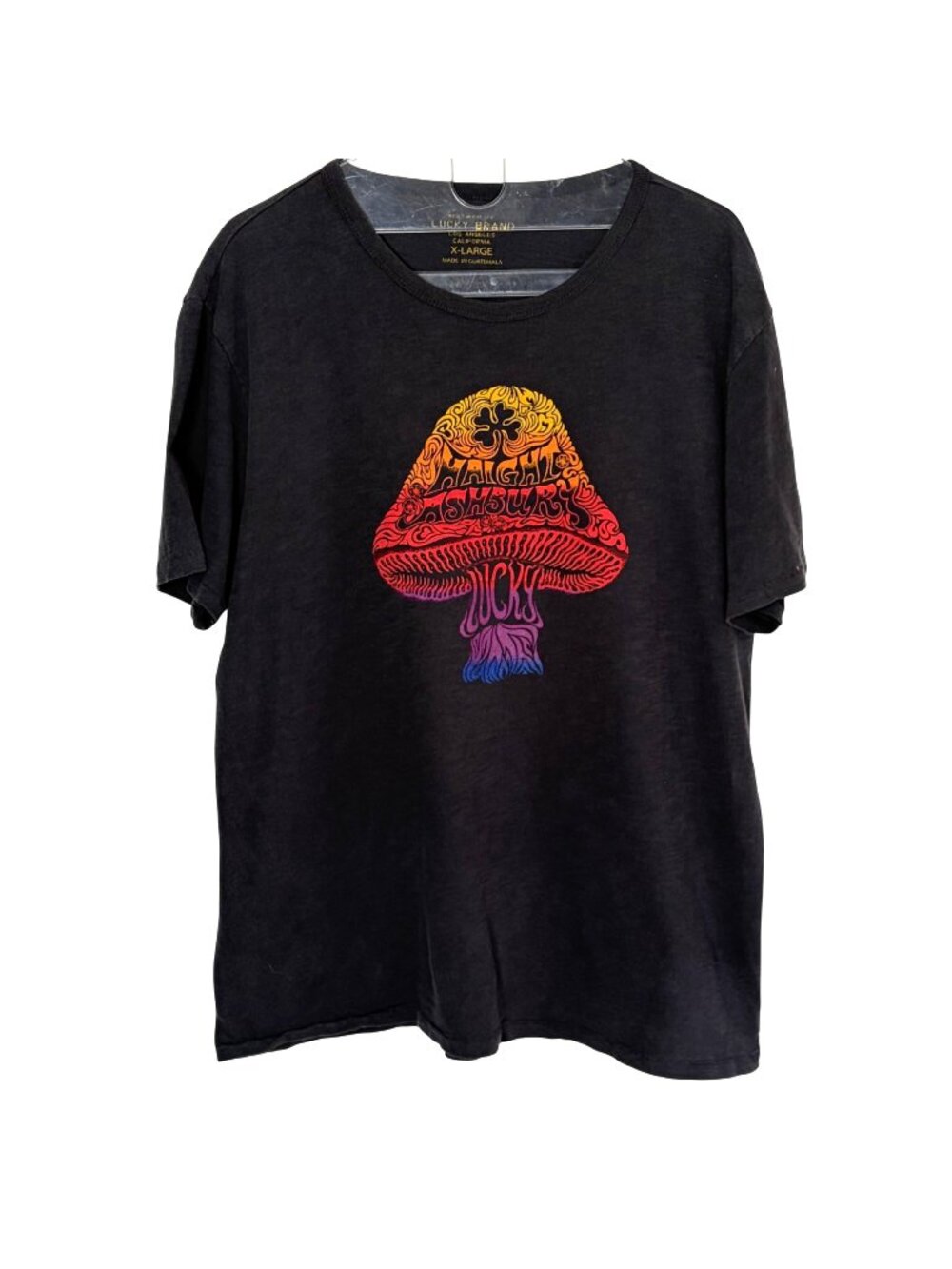 Vintage Y2K Lucky Brand Haight Ashbury Mushroom T Shirt XL Groovy Retro Boho